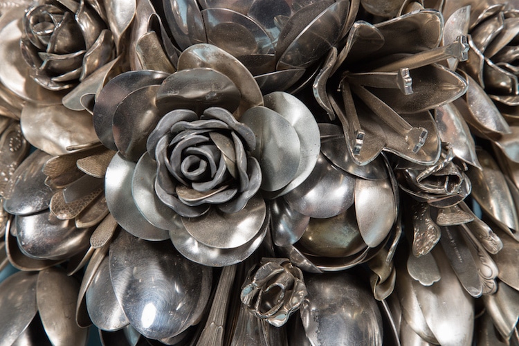 ann carrington utensil bouquets silveware art sculpture flowers