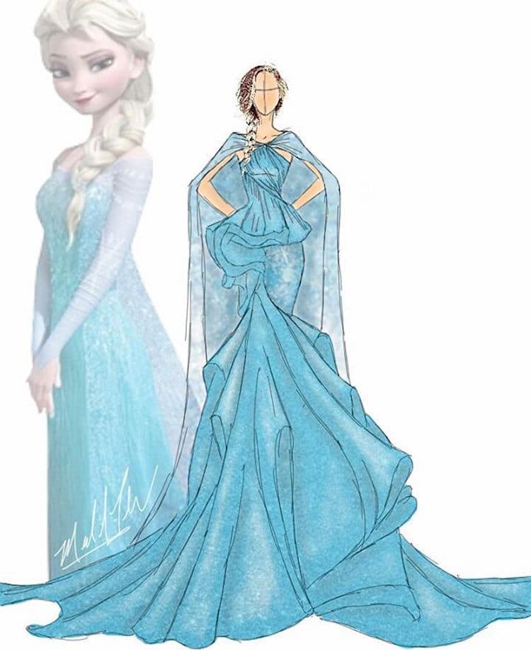 michael anthony couture disney princesses dibujo alta costa dibujo princesa elsa frozen