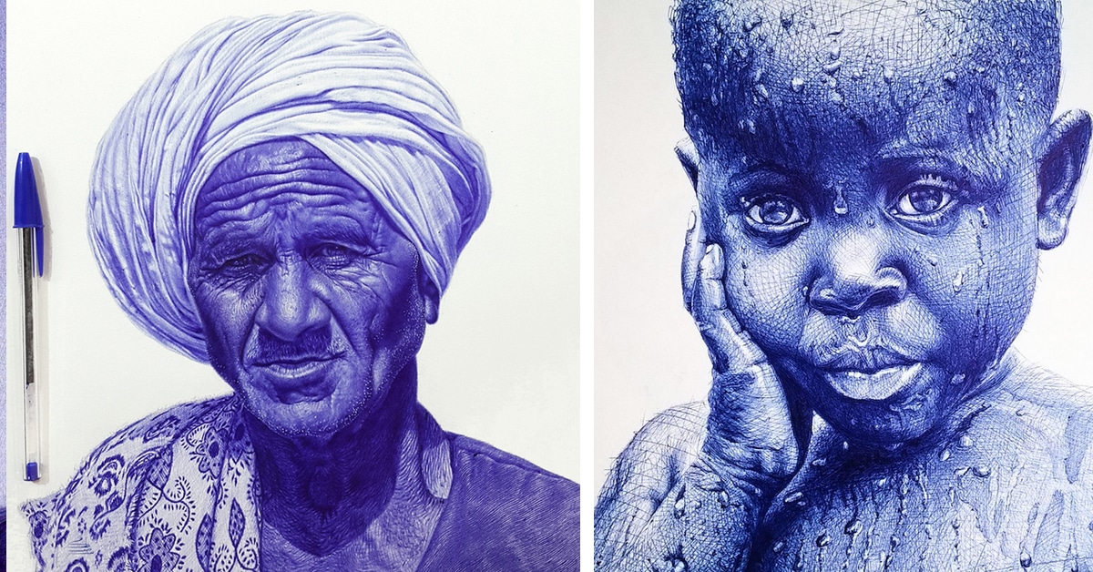 20+ Unbelievable Photorealistic Portraits Drawn with a Ballpoint Pen