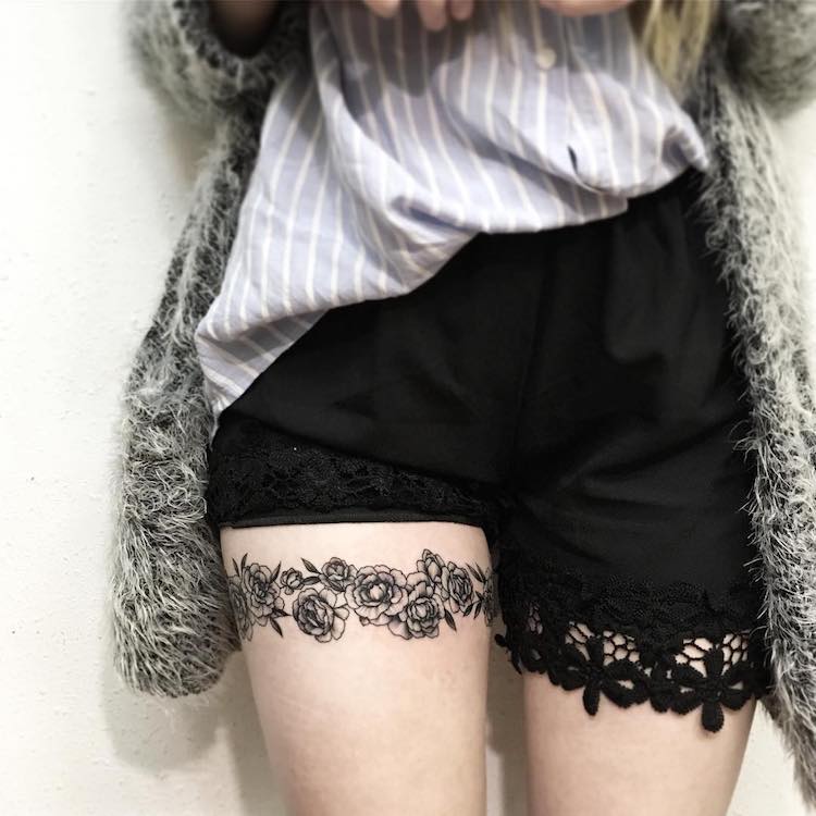 Bold Flower Tattoos Gracefully Drape Across the Body