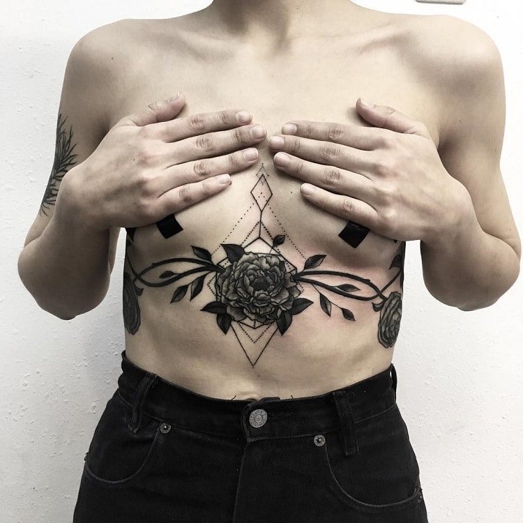 Bold Flower Tattoos Gracefully Drape Across the Body