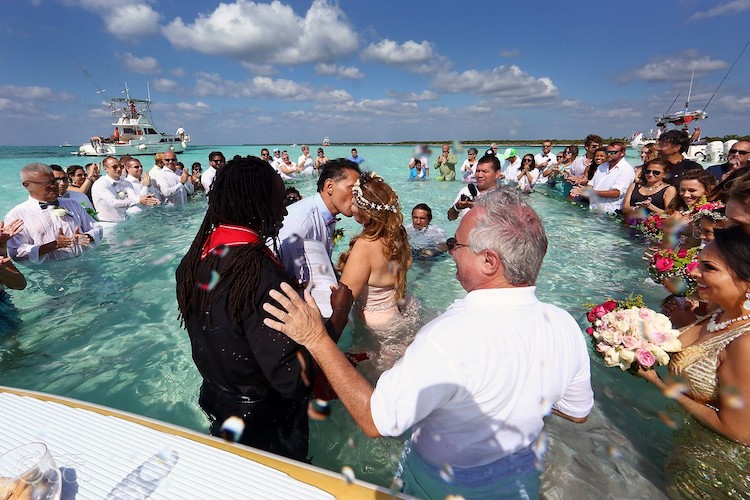 Magical Water Wedding Performed in the Middle of the Caribbean Sea