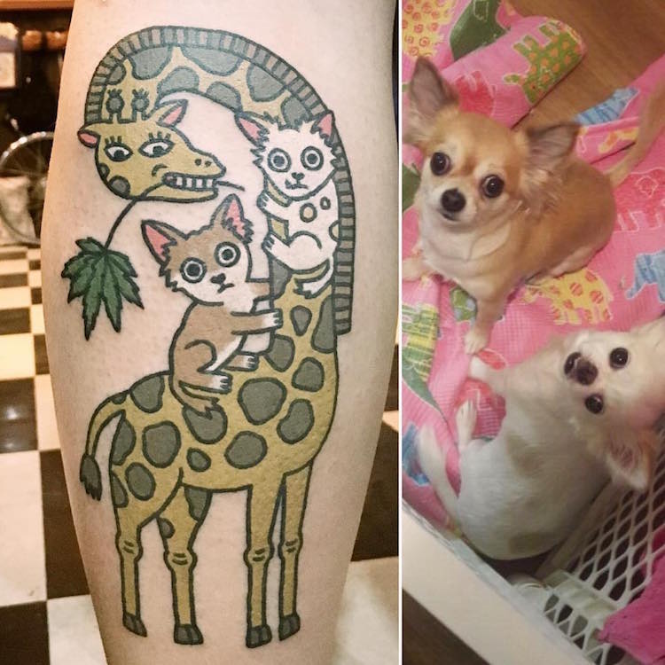 kiran cartoon inspired pet tattoos animals cute body art