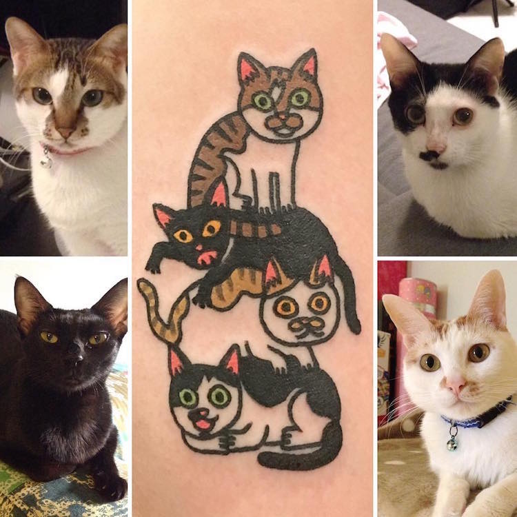 kiran cartoon inspired pet tattoos animals cute body art