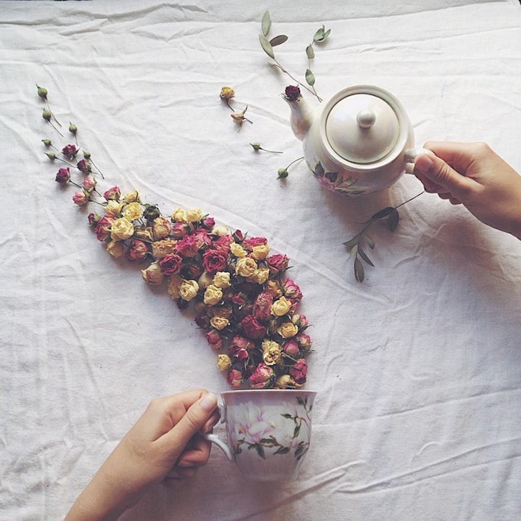 Toppled Teacups Overflow with Dried Leaves and Delicate Flowers | My ...