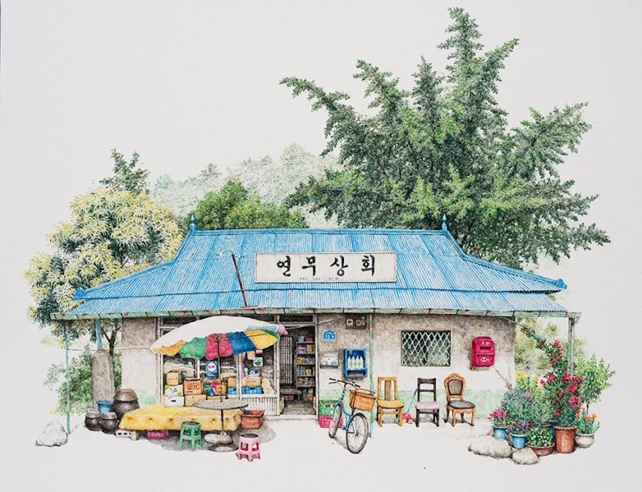 me kyeoung lee south korean convenience store drawings south korea acrylic ink delicate charming