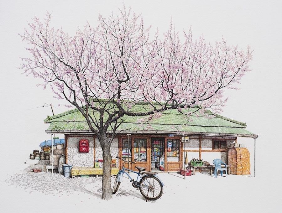 me kyeoung lee south korean convenience store drawings south korea acrylic ink delicate charming