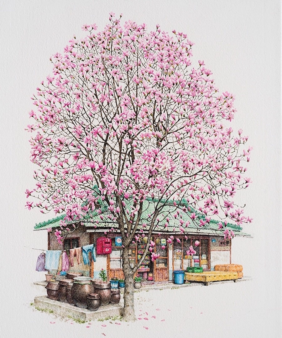 me kyeoung lee south korean convenience store drawings south korea acrylic ink delicate charming