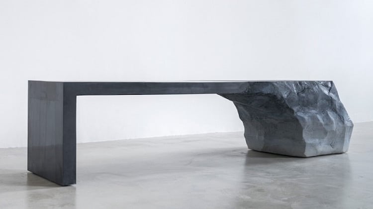 nature-inspired furniture bench rock stone