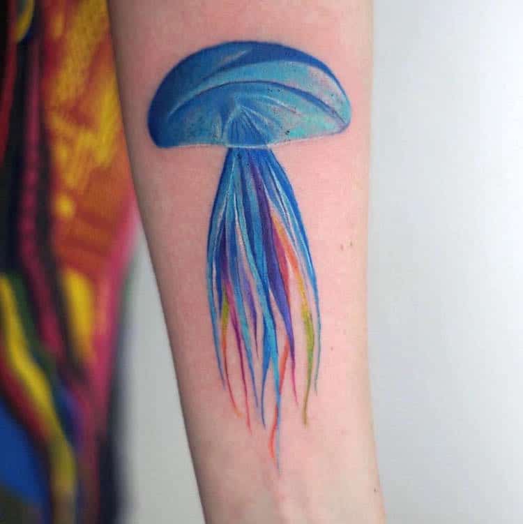 watercolor tattoos color pastel jellyfish animals Anna Botyk