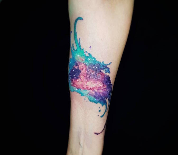 watercolor tattoos cosmos abstract galaxy Amy Van R