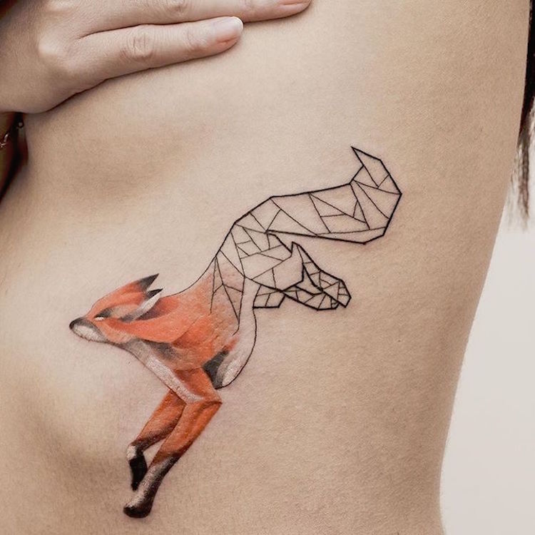 watercolor tattoos fox geometric Jasper Andres