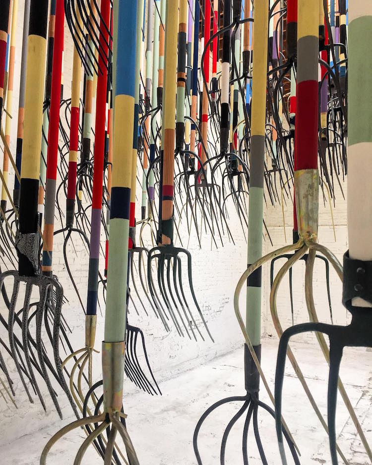 simon birch the crusher pitchfork installation exhibition art