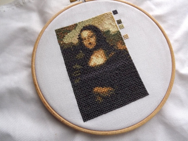 Embroidered Mona Lisa by Jamie Chalmers