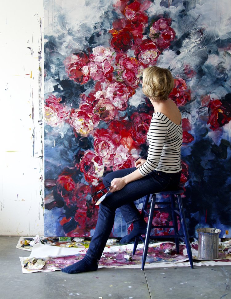 Abstract Floral Paintings by Bobbie Burgers Burst with Bright Pops