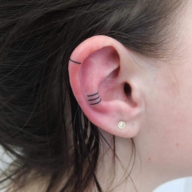 Minimalist Ear Tattoo Trend has People Getting Tiny Tattoos on Ear