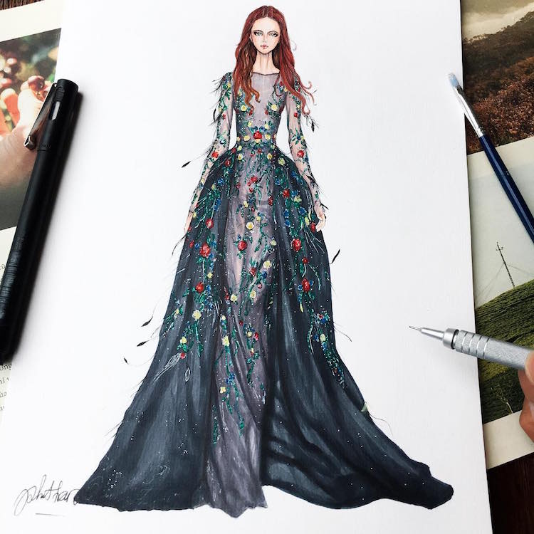 Gown Designs by Eris Tran Showcase Fashion Illustrators Skill