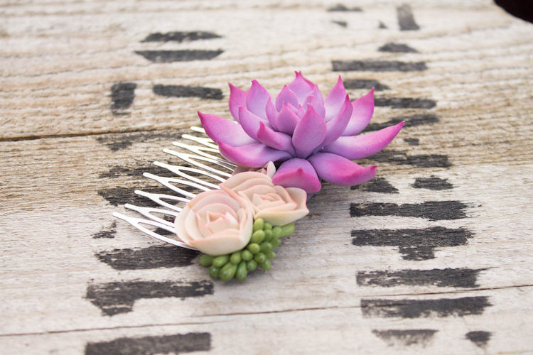 succulent hair clips