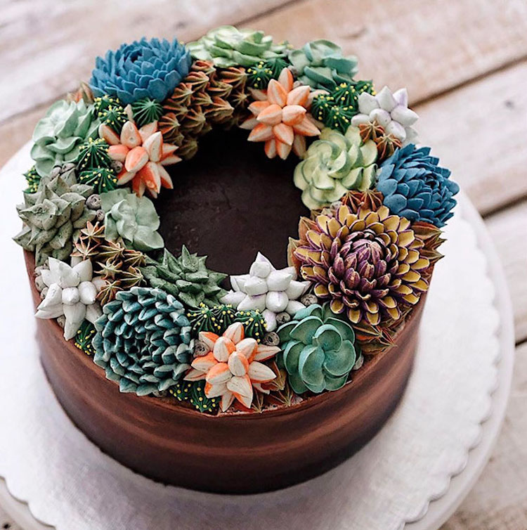 ivenoven Pasteles Decorados con Suculentas Cactus Terráneo