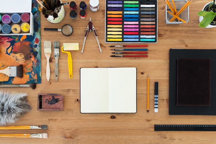 Art Supplies Laid Out on a Table