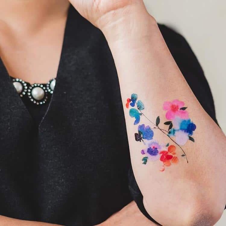 Temporary Watercolor Tattoos Adorn Your Body in Beautiful Blooms