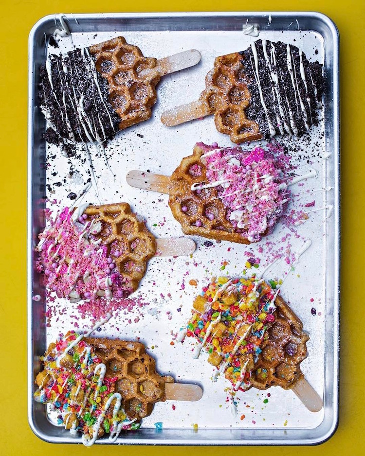 Waffle Pops Sweet Combforts Waffle on a Stick Coachella Waffles Coachella Food Dessert