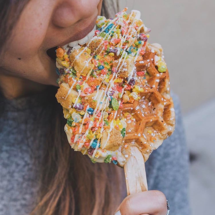 Waffle Pops Sweet Combforts Waffle on a Stick Coachella Waffles Coachella Food Dessert