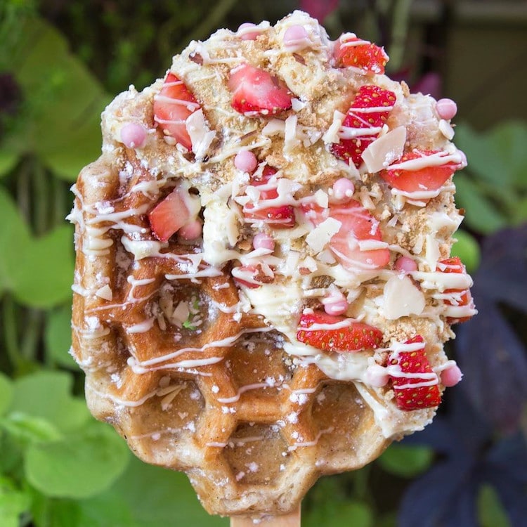 Waffle Pops Sweet Combforts Waffle on a Stick Coachella Waffles Coachella Food Dessert