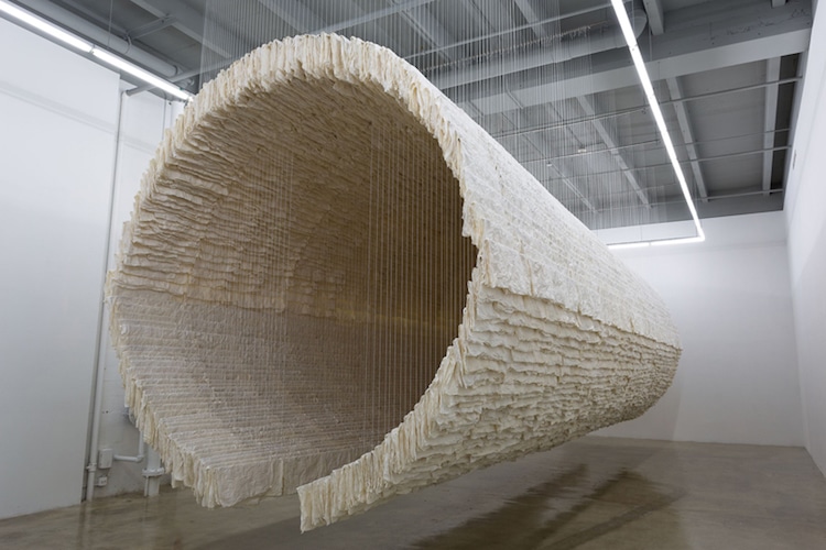 Boat rice paper art installation by Zhu Jinshi
