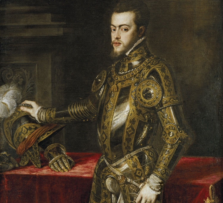 Retrato de Felipe II por Tiziano width=