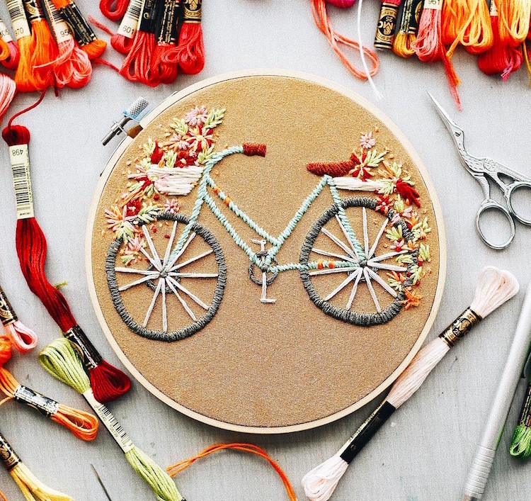 Bicycle Embroidery Flowers Bicycle Art Velo Series TrueFort Walker Boyes