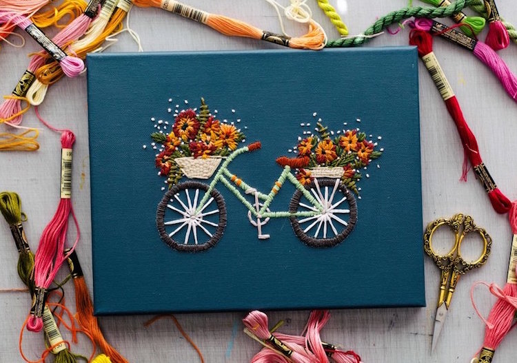 Bicycle Embroidery Flowers Bicycle Art Velo Series TrueFort Walker Boyes