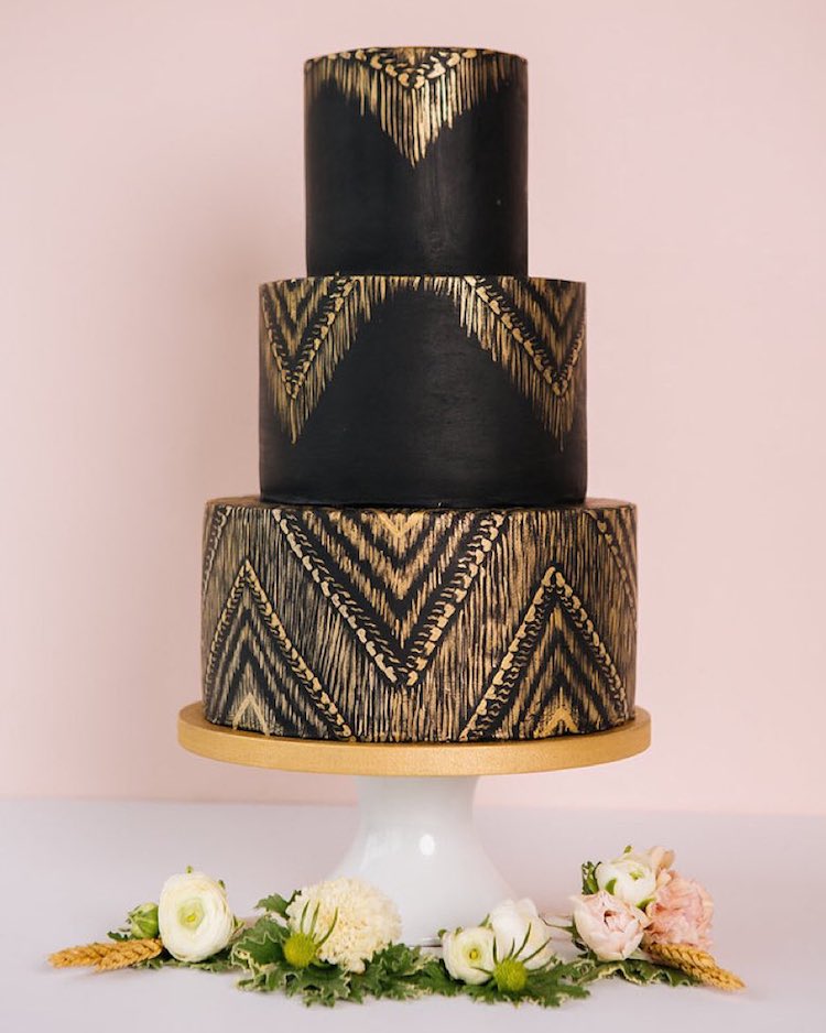 Unconventionally Beautiful - Black and Gold Wedding Cakes 