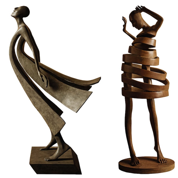 Fractured Bronze Figures Isabel Miramontes Surreal Sculptures