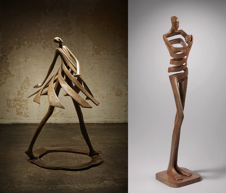 Fractured Bronze Figures Isabel Miramontes Surreal Sculptures