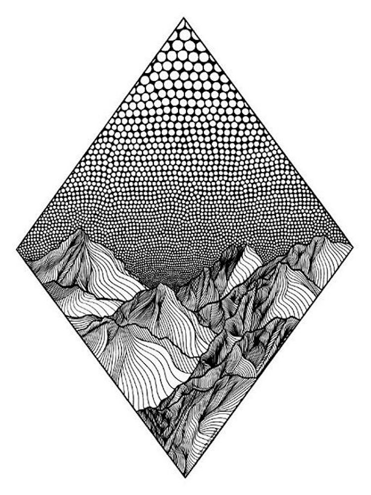 Christa Rijneveld Creates Pen-and-Ink Line Drawings of Mountains