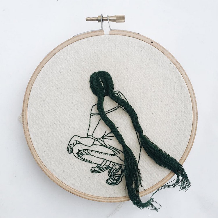 Hair Embroidery Embroidered Portraits Sheena Liam