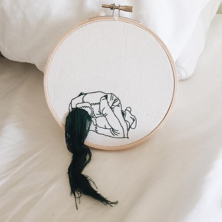 Hair Embroidery Embroidered Portraits Sheena Liam