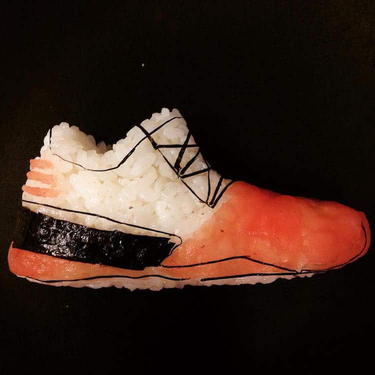 Sushi Shoes Shoes Made Out Of Sushi Yujia Hu Sushi Sneakers Onigiri Art