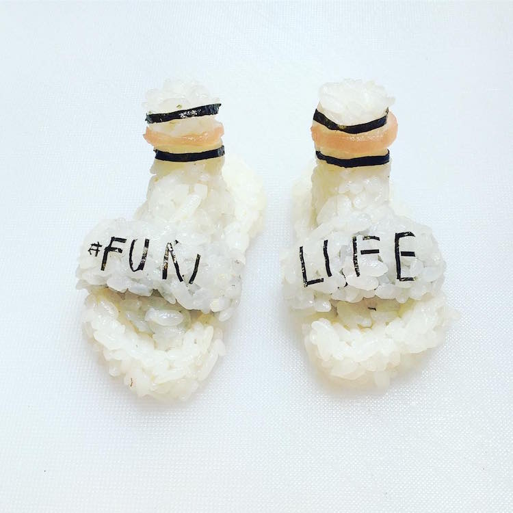 Sushi Shoes Shoes Made Out Of Sushi Yujia Hu Sushi Sneakers Onigiri Art