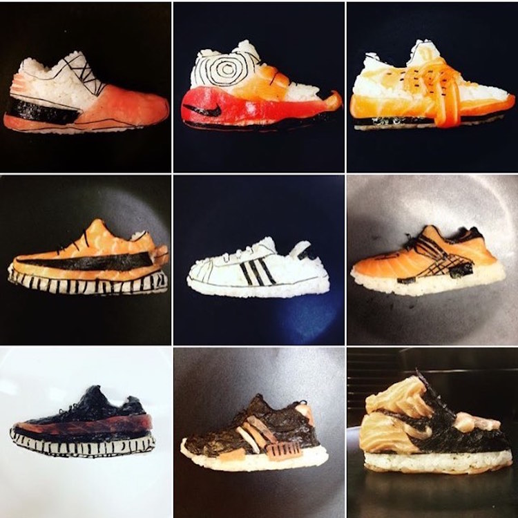 Sushi Shoes Shoes Made Out Of Sushi Yujia Hu Sushi Sneakers Onigiri Art