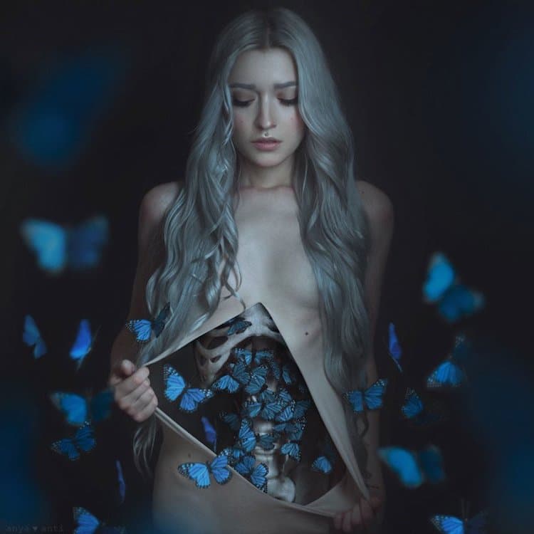 Anya Anti - Behind the Scenes Conceptual Photograph - Butterflies in the Stomach