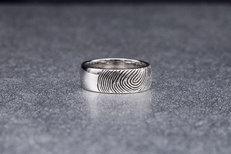 Fingerprint Ring Fingerprint Wedding Band Customized Jewelry