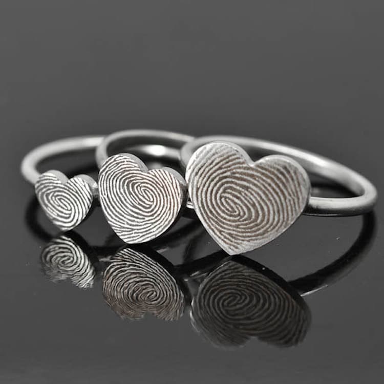 Fingerprint Ring Fingerprint Wedding Band Customized Jewelry