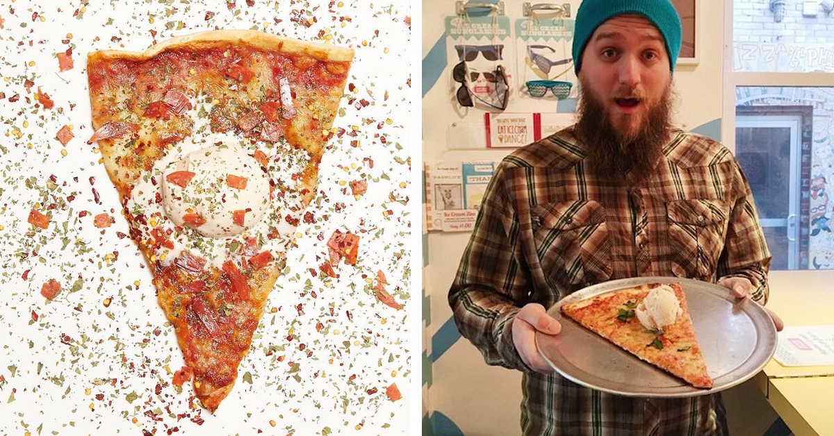 Culinary Collaboration Tops Pizza Flavored Ice Cream on a Slice of Pizza