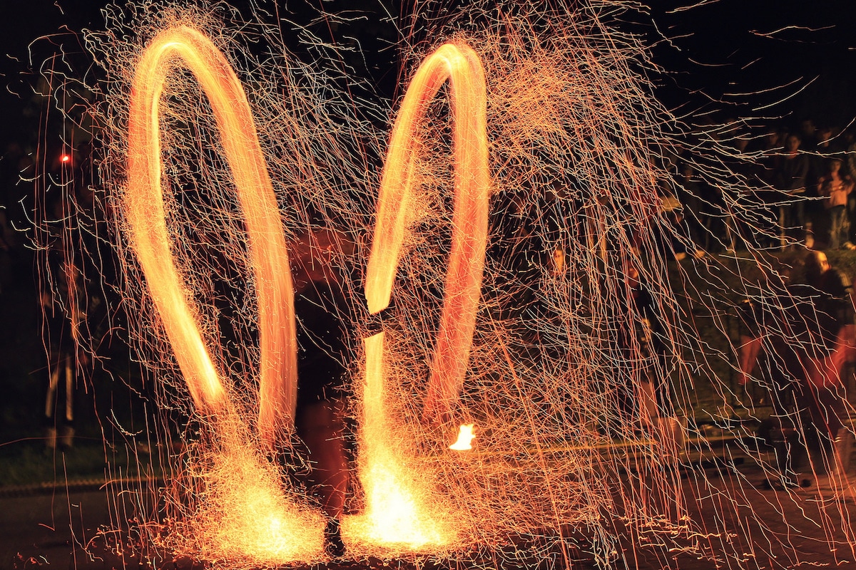 Steel wool photography. Lightpainting with steel wool