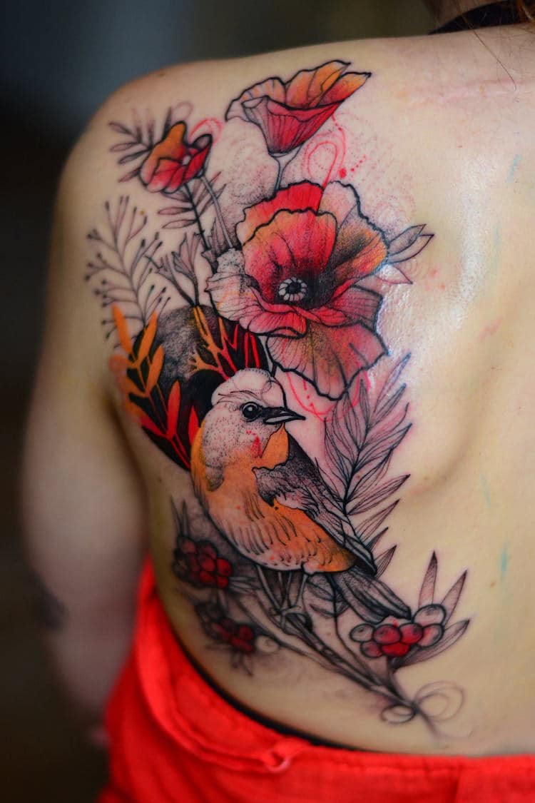 Whimsical Illustrative Tattoo Art Inspired by Animals and Plant Life