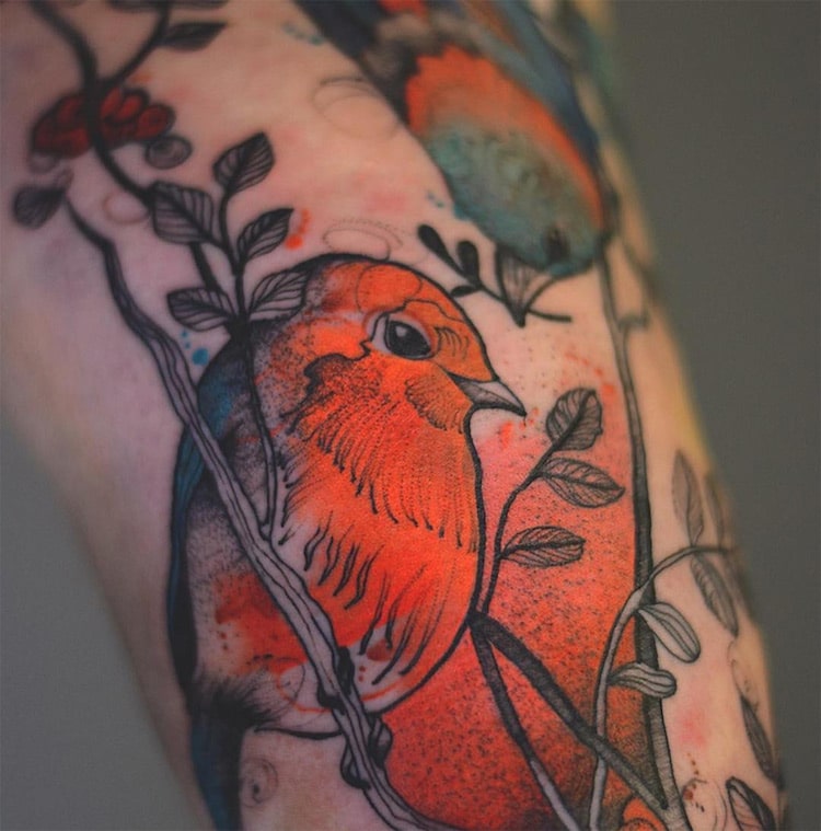 Colorful Tattoo Animal Tattoos Watercolor Tattoos Illustrative Tattoos Joanna Swirska