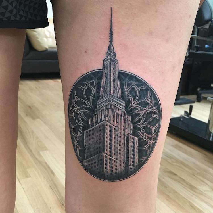 Empire state building in a rhombus tattoo  Tattoogridnet