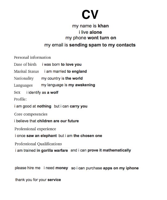 Funny Resume Made from Google Autocomplete, Now Try Your Own